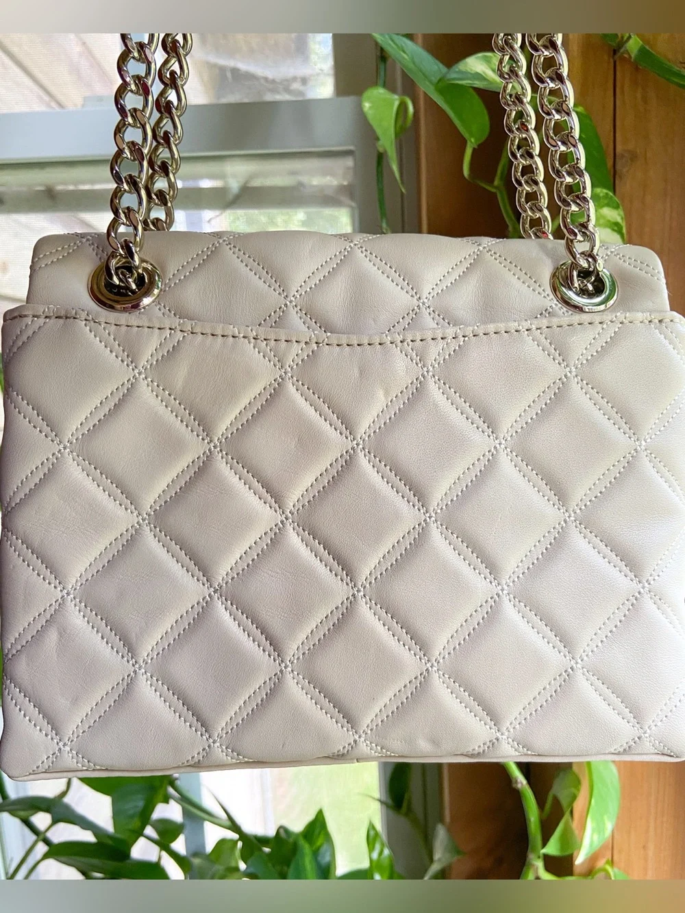 Kate Spade Natalia Medium Flap Quilted Leather Shoulder Bag Parchment-Clean Girl